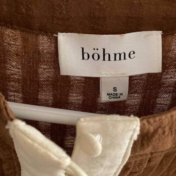 Bohme Puff-Sleeve Brown Blouse (Small) - Picture 3 of 4